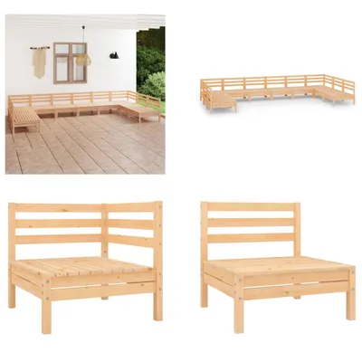 Produktbild von vidaXL 10 tlg. Garten Lounge Set Massivholz Kiefer - Gartenmöbel Set - Gartenmöbel Sets - Gartengarnitur - Gartengarnituren