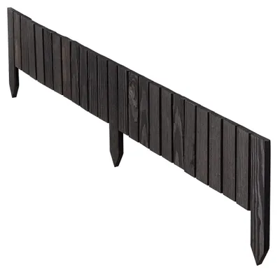 Obrázek produktu pro Zahradní palisáda – dřevěná ohraničení trávníku – k zapuštění – snadná montáž – 15 x 116 cm – šedá