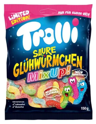 Productafbeelding van Trolli Saure Glühwürmchen Mix Up, limited edition verpakking, 150g