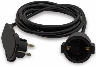 Produktbild von REV Smart, Flachstecker Verlängerung - Flachstecker 8mm, Verlängerungskabel 3m, max. 3680W, schwarz, (KE05)