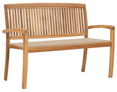 Obrázek produktu pro vidaXL Stohovatelná zahradní lavička s polštářem 128,5 cm Teakové masivní dřevo