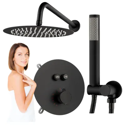 Produktbild von Silla | Duschset - Schwarz - Hochwertige Verarbeitung - Handbrause - Regendusche - Keramikkartusche