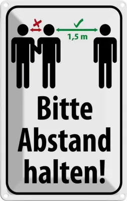 Produktbild von vianmo Blechschild 18x12 cm bitte Abstand halten 1.5 m Warnschild Hinweisschild Sicherheit Vorsicht