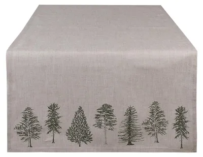 Obrázok produktu pre Clayre & Eef Bežec na stôl 50x140 cm Béžová zelená bavlna Jedľové stromy
