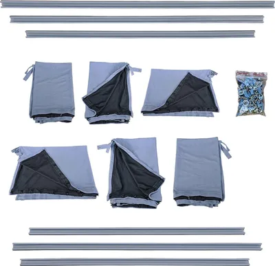 Produktbild von Maß Gardinen Set blickdicht für VW T5 T6 Transporter Caravelle nur für 3 Fenster (BO716-1)