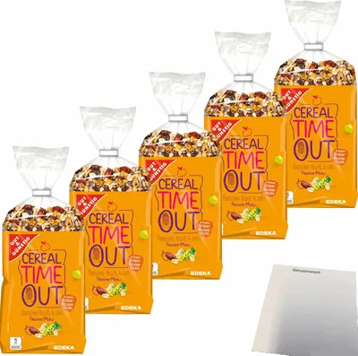 Produktbild von Gut & Günstig Früchte-Müsli mit 32% Fruchtgehalt und Vollkornflocken 5er Pack (5x1000g Packung) + usy Block