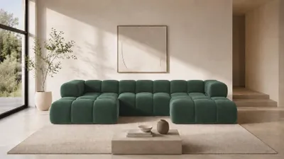 Produktbild von Kaiser Möbel Ecksofa U-Form, Veloursstoff Bluvel, Grün, Averro U