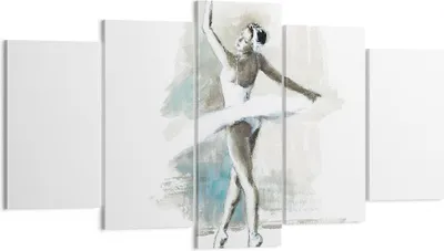 Produktbild von Bild auf Leinwand - Leinwandbild - 5 Teile - Ballerina Tanz Frau - 160x85cm - Wand Bild - Wanddeko - Wandbilder - Leinwanddruck - Bilder - Wanddekoration - Leinwand bilder - Wandbild - EA160x85-4953