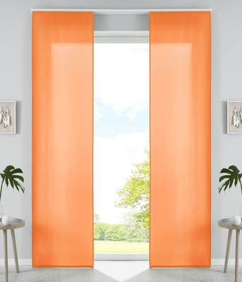 2er Set Schiebegardinen Flächenvorhänge Mikrofaser Vorhang Gardine Schiebe HxB 245x60 cm Orange Matt Paneelwagen Beschwerungsstangen, 85600N2