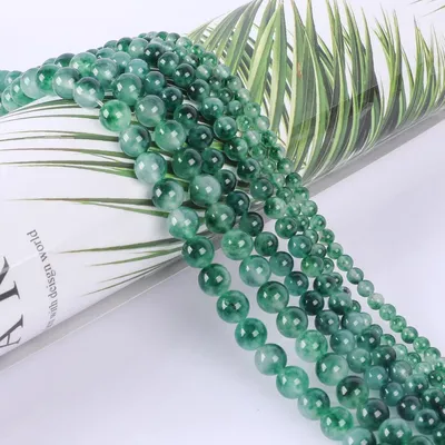 Image de Perles de chalcédoine verte, diamètre 8 mm, environ 90 pièces, perles en vrac pour la création de bijoux