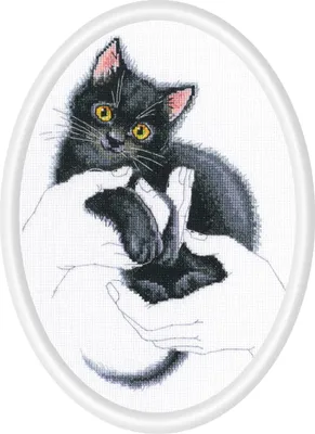 Produktbild von RTO Kreuzstich Set "Wärme in den Händen, Schwarze Katze", Zählmuster, 16,5x21,5cm