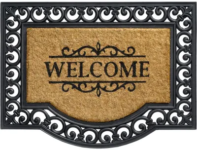 Image de Tapis de coco Welcome - Proverbe - Ornements comme tapis de propreté extérieur