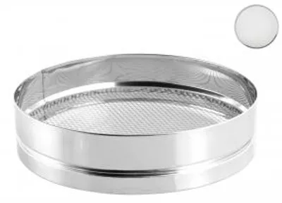 Zdjęcie produktu dla PINTI INOX: Sito do ryb ze stali nierdzewnej, średnica 30 cm, otwór o średnicy 6 cm