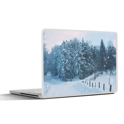 Produktbild von MuchoWow® Laptop Aufkleber Sticker Cover Wald - Schnee - Winter 32.5x23.5 cm - Sticker für Laptop - Selbstklebend