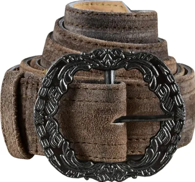 Produktbild von Herren Trachtengürtel aus Echtleder Trachten Lederhosen Gürtel mit Trachten Schnalle, Größe:46-48, Farbe:Antikbraun