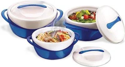 Produktbild von Isolierter 3-teiliger Kochkessel- und Teller-Set - großes Eintopf- und Sickerbecken-Set - isolierte Trichterschale mit Deckel - perfekter Kochtopf für Ferien, Festessen und Abendessen