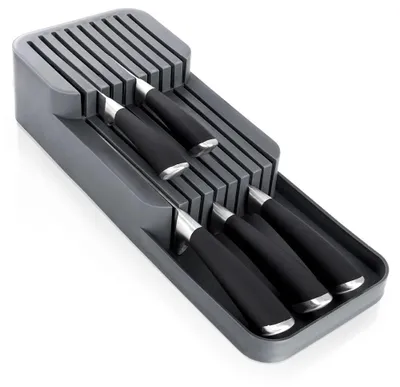 Obrázek produktu pro Organizér na nože do kuchyňské zásuvky – plast – 39 x 14,5 x 7,5 cm – šedá barva