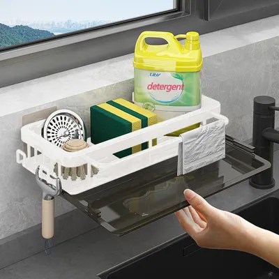 Produktbild von Spülbeckenorganizer - Hängend ohne Bohren - 1 Stück - Weiß - Selbstklebend