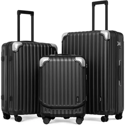 Produktbild von Handgepäck Trolley Reisekoffer - 3-teilig - 55, 68 und 78 cm - TSA-Schloss - Schwarz