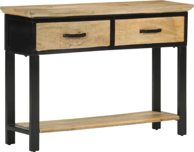 Imagen del producto de Mesa consola madera maciza de mango rugosa 110x30x75 cm