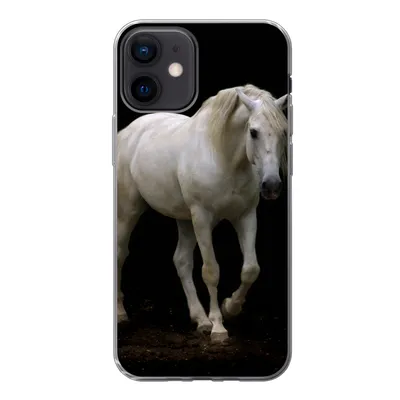 Produktbild von MuchoWow® Handyhülle Schutzhülle Hülle für iPhone 12 Pferde - Nutztiere - Schwarz Silikon Softcase Handy Hülle - Schutzhülle