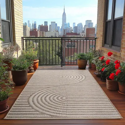 Imagen del producto de Ayyildiz Alfombras para exterior y patio Beige 120x170 cm Alfombra, resistente a la intemperie y a los rayos UV, cocina, balcón, jardín, salón y comedor