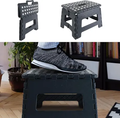 Productafbeelding van Vouwkruk Opvouwbaar - Opstapje Klapstoel - Hoger Werken - Antislip Rubber - 32 x 35 x 22 cm - Donkergrijs