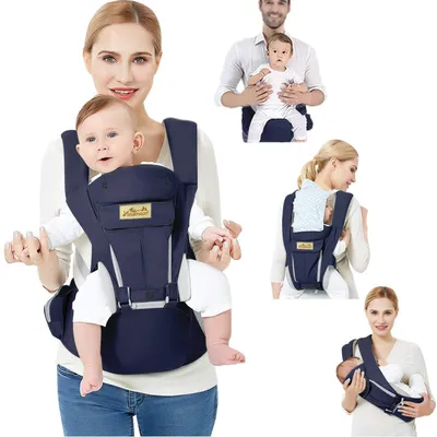 Image de Porte-bébé ergonomique - Coton et tissu respirant - Bleu foncé