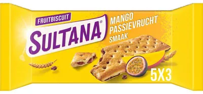 Produktbild von Sultana Fruitbiscuit Mango Passievrucht 218g – Knuspriger Fruchtkeks Snack
