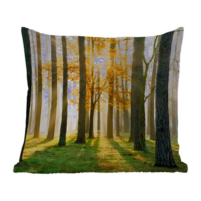 Produktbild von MuchoWow® Outdoor Kissen - Wald - Sonne - Bäume - Gras - Landschaft - Natur - 40x40 cm - Wetterfest - Lounge Kissen - Kopfkissen - Interieur - Polster mit Bild