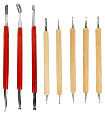 Produktbild von 8 Stücke Lederhandwerk Werkzeug DIY Carving Stylus Werkzeug Modellierung Spleißen Prägelöffel Carving Tool Kit Punktierwerkzeug
