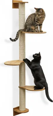Produktbild von 175 cm Wandkratzbaum mit 3 Plateaus für Katzen - Sisal Kratzbaum zur Wandmontage