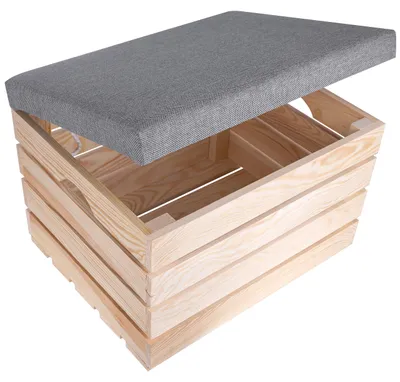 Productafbeelding van Creative Deco Houten Gestoffeerde Opbergkist, 50 x 40 x 35 cm