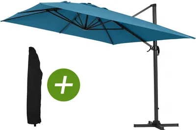 Obrázek produktu pro Hliníkový konzolový slunečník "Sun 4" - Obdélníkový - 3 x 4 m - Modrý + ochranný kryt
