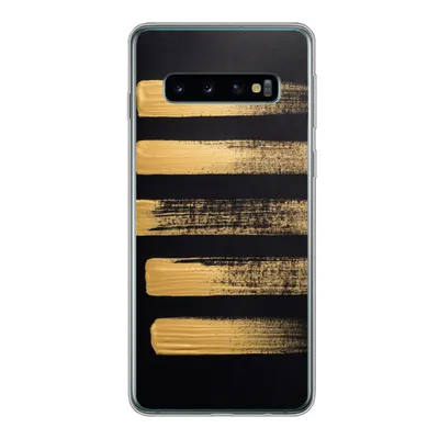 Produktbild von MuchoWow® Handyhülle Schutzhülle Hülle für Samsung Galaxy S10 Muster aus goldener Farbe auf schwarzem Hintergrund Silikon Softcase Handy Hülle - Handytasche