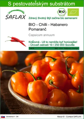 Obrázok produktu pre SAFLAX - BIO - Chilli - Habanero Pomaranč - Capsicum annuum - 20 Semená - S pestovateľským substrátom bez klíčkov