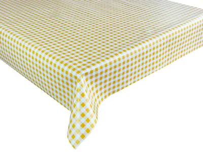 Produktbild von Wachstuch Tischdecke Gartentischdecke Wasserdichte Abwaschbar Gelb Kariert 100x140 cm