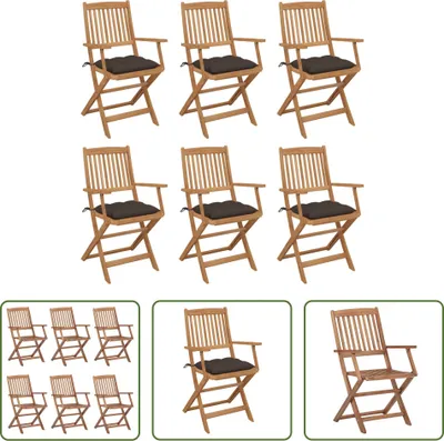 Produktbild von The Living Store Klappbare Gartenstühle 6 Stk. mit Kissen Massivholz Akazie