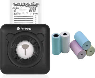 Produktbild von PeriPage Mini kapesní tiskárna štítků Bluetooth tiskárna štítků Termální tiskárna papíru + 5 ks 57x30mm barevných rolí termálního papíru