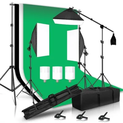 Produktbild von Fotografie Beleuchtungsset, verstellbarer Ständer, mehrere Hintergründe, Foto Studio Kit 35