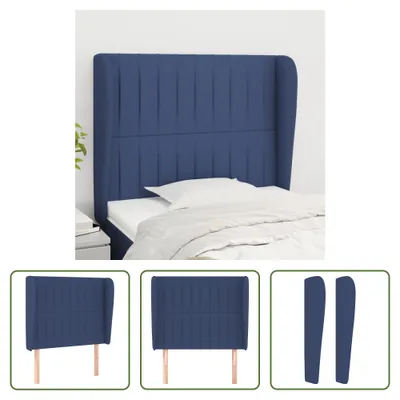 Produktbild von The Living Store Kopfteil mit Ohren Blau 83x23x118/128 cm Stoff