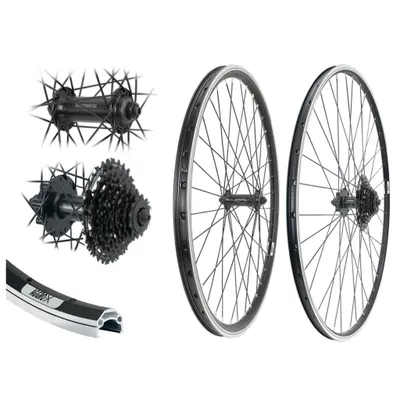 Produktbild von Aggro-X 26 Zoll Laufradsatz SET Vorderrad+Hinterrad schwarz Shimano + 8-fach Kassette