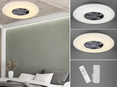 Produktbild von Flacher LED Deckenventilator Ø59cm mit Licht Lampe dimmbar Fernbedienung & Timer