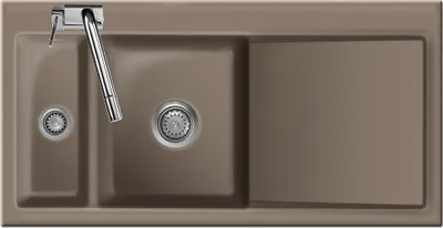 Produktbild von Flächenbündige Spüle MERA 100 F Fango Becken links - Handbetätigung