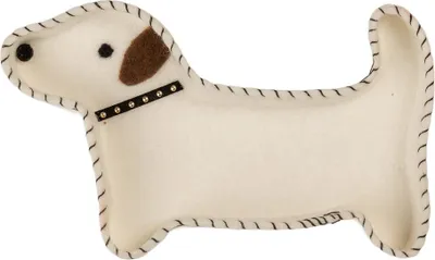 Produktbild von Clayre & Eef Dekoration Schale Hund 20x13x3 cm Weiß Filz