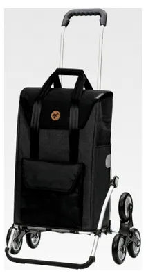 Produktbild von Einkaufstrolley Royal Treppensteiger mit Einkaufstasche Senta schwarz 49 Liter