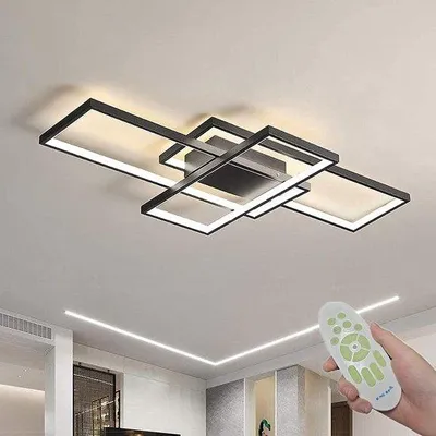 Productafbeelding van Dimbare LED Plafondlamp met Afstandsbediening voor Woonkamer en Slaapkamer - Modern Geometrisch Design
