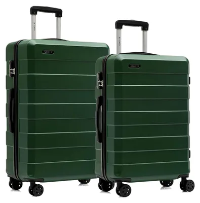Produktbild von Reisekoffer Set mit Hartschale, Handgepäck und 4 Rollen, Dunkelgrün (2-teilig, L&XL)