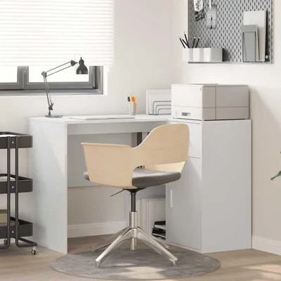 Image de Maison Exclusive - Bureau d'angle avec tiroir Blanc 102 x 88 x 75 cm