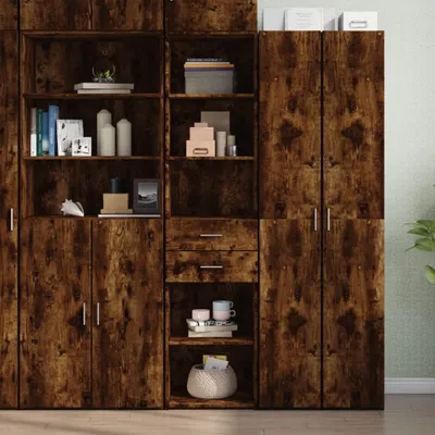 Image de vidaXL Highboard chêne fumé 45x42,5x185 cm Matériau dérivé du bois